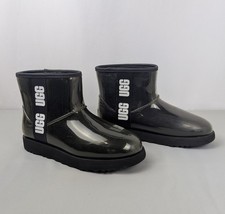 UGG Classic Clear Mini Waterproof Rain Winter Boots Black White Women's Size 8