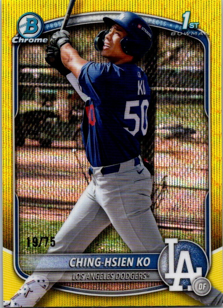 2025 Bowman Chrome Ching Hsien Ko Yellow Wave Refractor /75 BCP-224 Dodgers