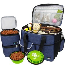 Dog Travel Bag, Travel Pet Bag Organizer, Dog Food Travel Bag with Container ...
