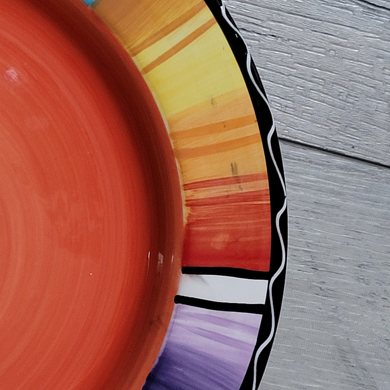 3-Certified International Colorful Serape Dinner Plates 11.5" Art by Nancy Green