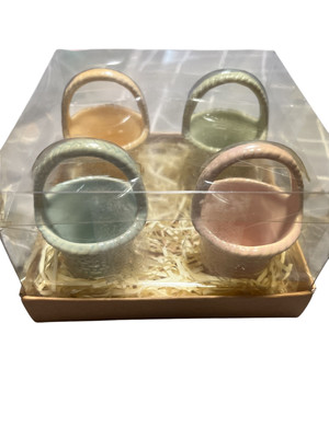 Hallmark Mini Handled Basket Set 4 Multicolor Pastel Ceramic Easter Spring
