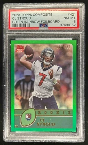 2023 Topps Composite CJ Stroud Green Rainbow Foilboard Rookie RC #/250 PSA 8