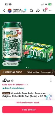 Mountain Mtn Dew Pepsi 2026 TikTok Limited Edition of 1948 Can American Original