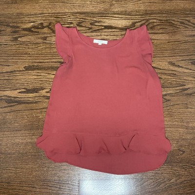 Loft Women s Red Flouncy Sleeveless Blouse Size M
