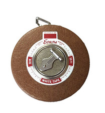 Vintage Evans 50 ft White Steel Tape Measure 50' Made in USA Model 50W