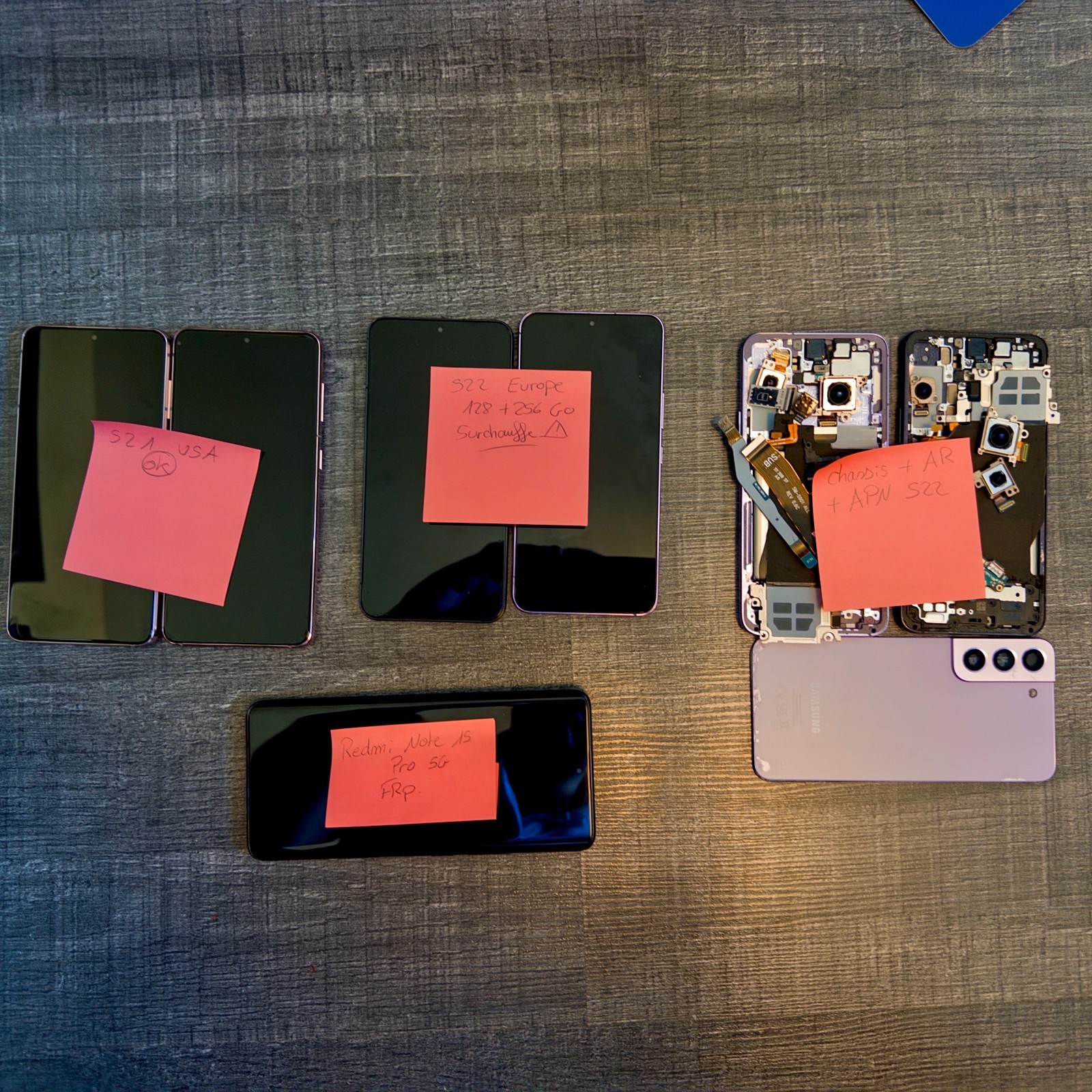 Lot smartphone Samsung S21 et S22 redmi FRP