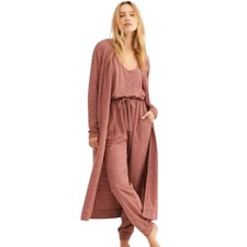 Free People Beach Sz M Pink Heathered Bicoastal Open Front Duster Sweater