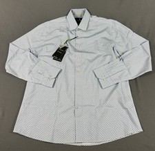 Tom Baine Dress Shirt Slim Performance Large 16-16.5 Blue Polyester NWT MSRP $70