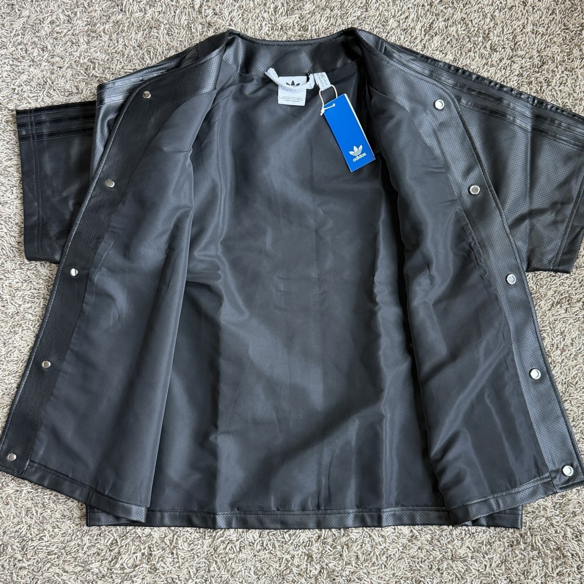 Adidas Originals Faux Leather Baseball Jersey Mens Size Medium