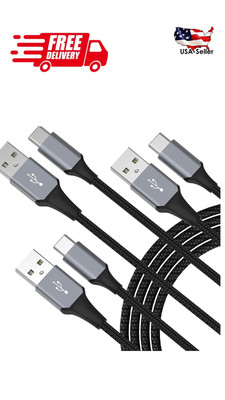 3 Pack Nylon Braided TYPE-C to Type-C Fast Charging Data SYNC Charger Cable