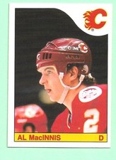 (1) AL MACINNIS 1985-86 O-PEE-CHEE # 237 FLAMES ROOKIE EX-MT CARD (N5328). rookie card picture