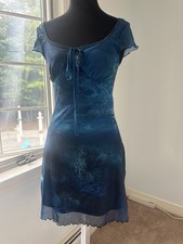 Cider Sea World Stretch Mesh 90s Y2K Whimsygoth Fairy Grunge Mini Dress Size S