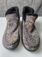 Hey Dude Denny Leo Nut Leopard Print Faux Fur Lined Ankle Boots Brown Womens 7