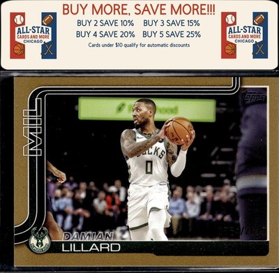 2025-26 Topps #55 Damian Lillard Gold #/2025 Milwaukee Bucks
