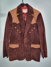 VTG Scully Western Suede Leather Blazer Jacket Two-tone Brown Leather Cowboy L42