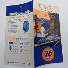 Vtg Union 76 Eugene City Map Oregon Detail Street Guide Oil Gas Station 2W