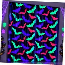 2 Pack Halloween Decorations Glow in Dark Bat Foil Fringe Curtains