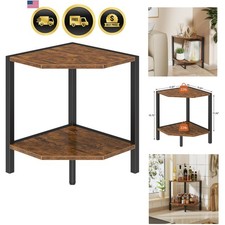 Corner Shelf Stand, 2 Tier Industrial Corner Bookshelf