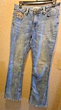 Ariat Real Denim Jeans Womens 32R Blue Mid Rise Boot Cut Stretch Embroidered