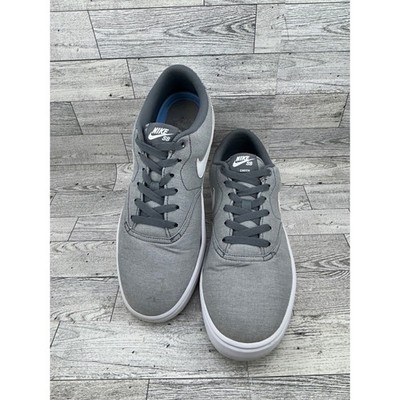 Nike SB Check Canvas Grey White Skate Shoes Sneakers 843896-003 Men Size 10.5