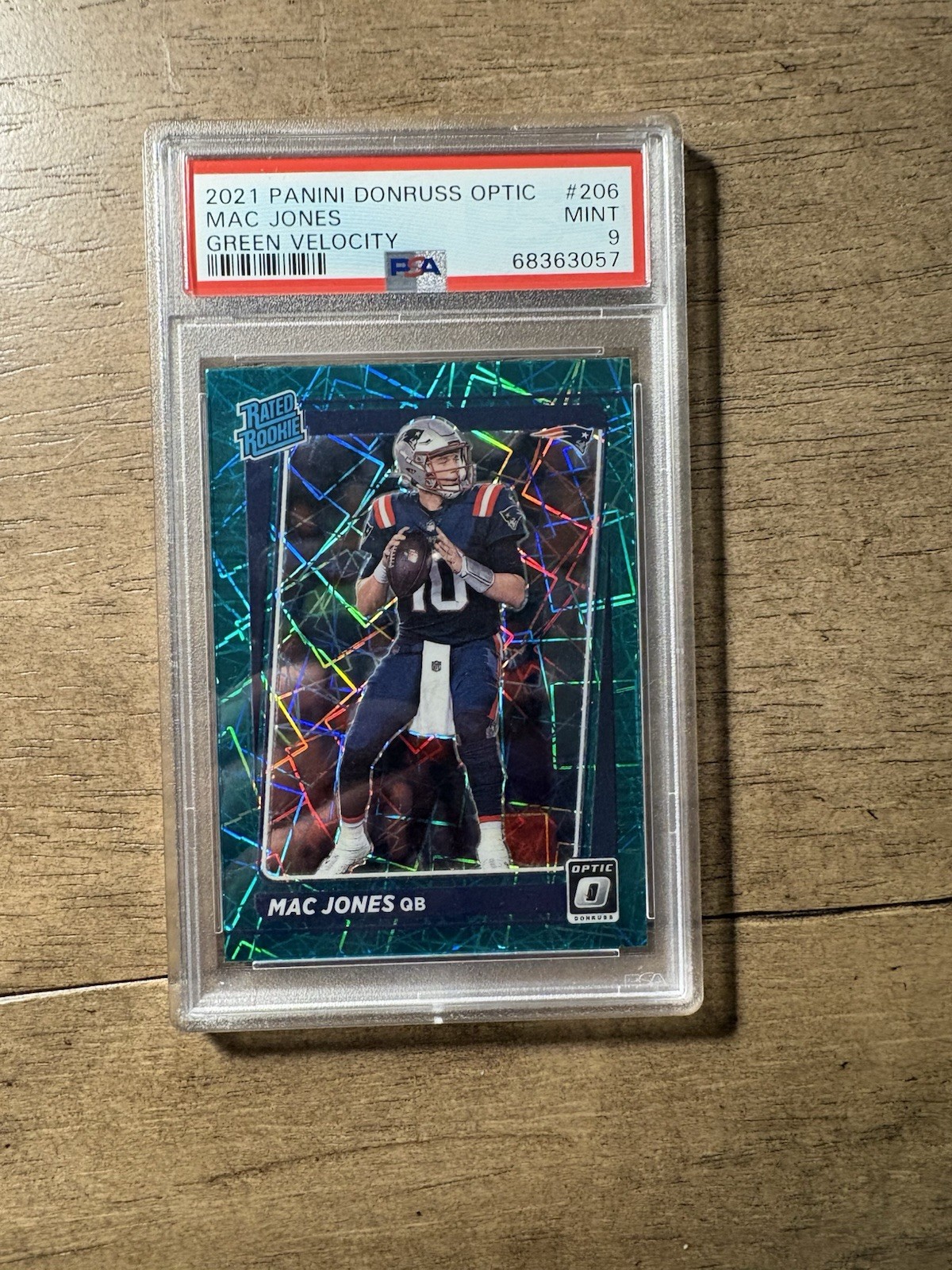 2021 Panini Donruss Optic Rated Rookie Mac Jones #206 Green Velocity Prizm PSA 9