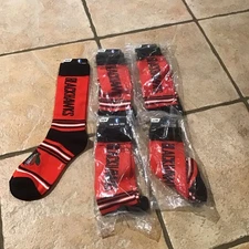 (5)  PRS  Chicago Blackhawks Crew Socks Red / Black/ NHL / New With Tags