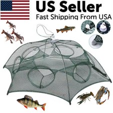 Fishing Bait Trap Crab Net Crawdad Shrimp Cast Dip Cage Fish Minnow Foldable