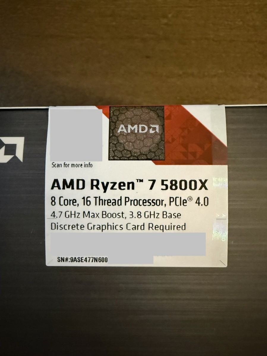 AMD Ryzen 7 5800X Processor (4.7GHz, 8 Cores, Socket AM4) Box