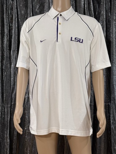 Nike LSU Tigers Polo Shirt Men's Size L White accent tiger on back