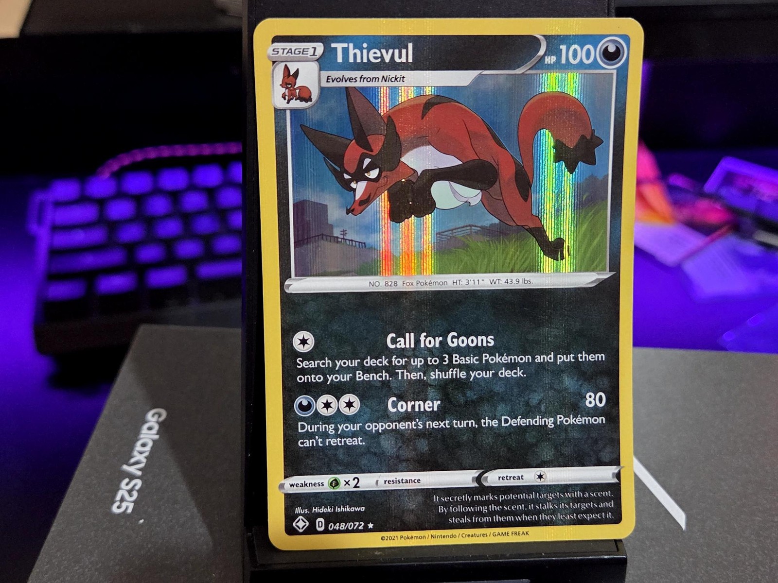 THIEVUL RARE HOLO HOLO 048/072 SHINING FATES POKEMON NM