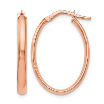 Oval Creolen 10 Karat Roségold poliert Damen Garten