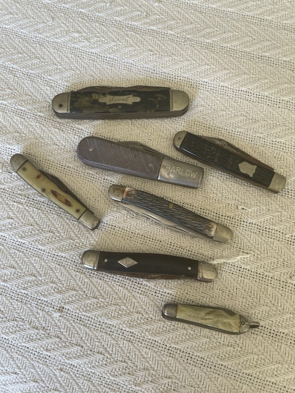 Scout Barlow Vintage Pocket Knives   Lot of 7  Bone Handle Steel Blade 