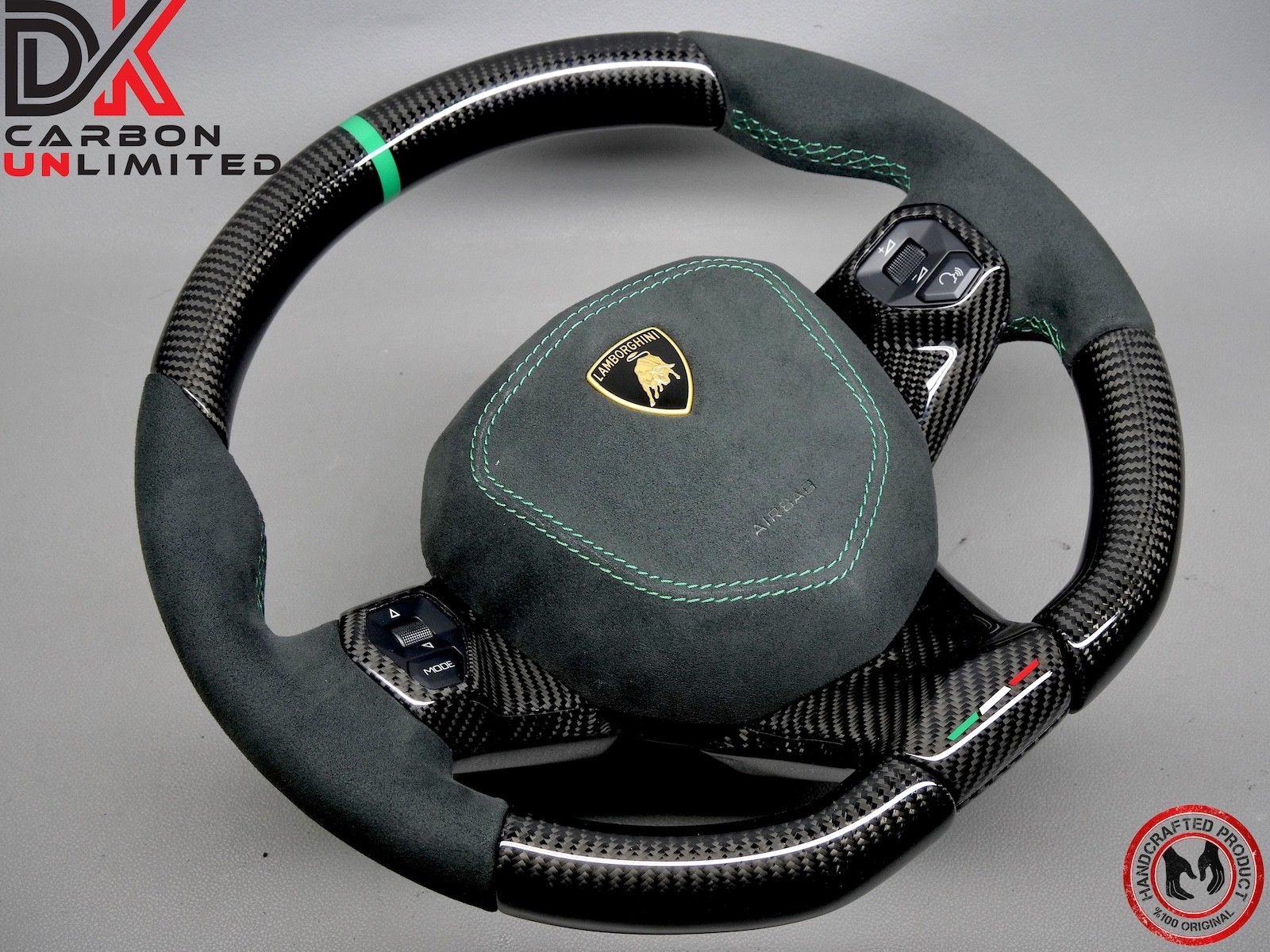 Lamborghini Aventador LP700 LP750 Green Ring Alcantara Carbon Steering Wheel v4