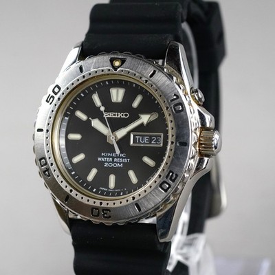 Seiko 1997 Vintage KINETIC Diver 200m 5M43-0C90 Herrenuhr 44mm neue Batterie