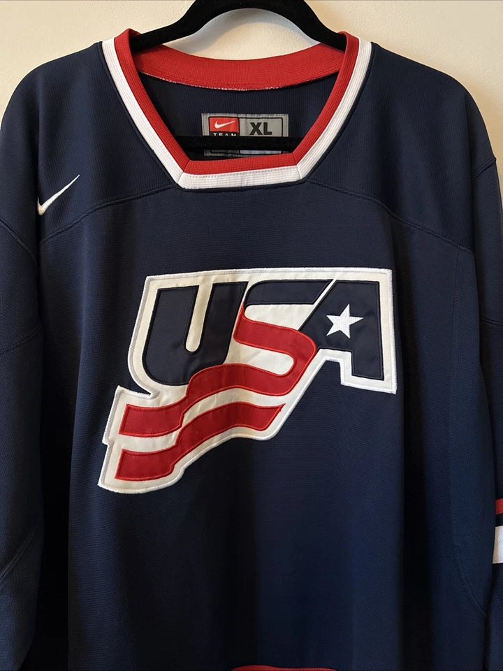 Мужская Nike команды США хоккей Джерси олимпийский стиль Sz XL - синий редкая - Изображение 2 из 4