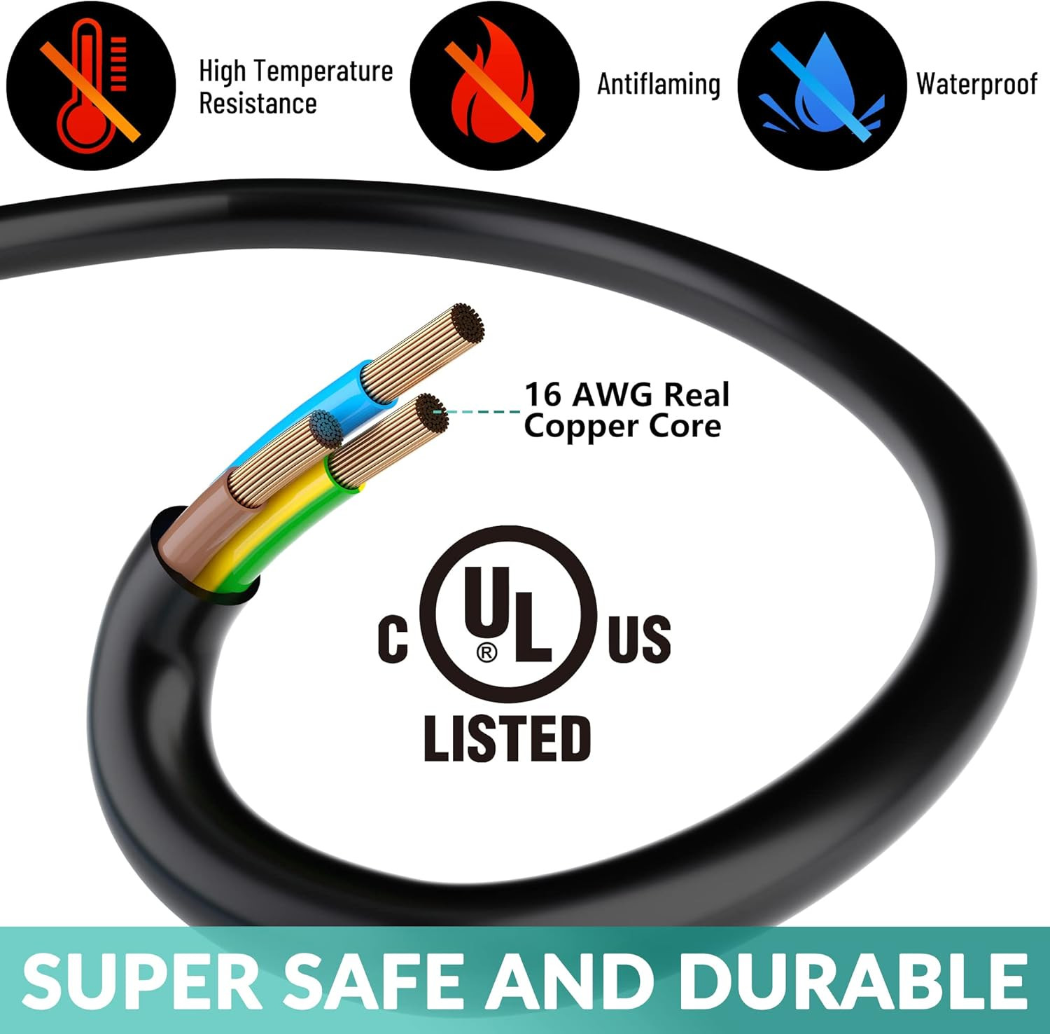 4 Way Power Cord Splitter Cable-3 Prong 1 to 4 Extension Cord-Outlet Saver- Male