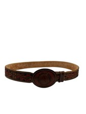 Vtg Chambers Phoenix Hand Tooled Painted Leather Belt Sz 42 Beauty Horse Bronco