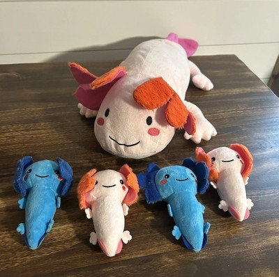 Axolotl Momma Pink Plush With 4 Babies Zipper Belly Pouch 20  Toy