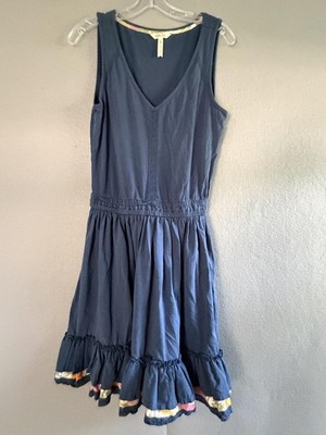 Matilda Jane Dress Womens M Blue V Neck Ruffle Hem Fit & Flare Sundress Boho