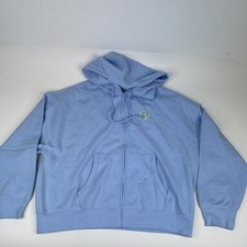 Victoria s Secret Pink Women Zip Up Hoodie Embroidered Logo Light Blue Size L VS