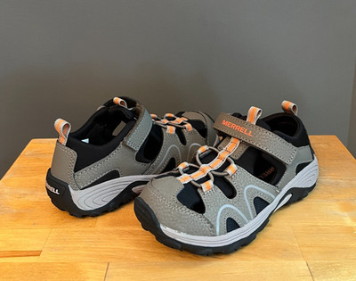 Merrell Kids Boys Gunsmoke/Orange Hydro Teton Sandal Sneakers US 11 NWOB