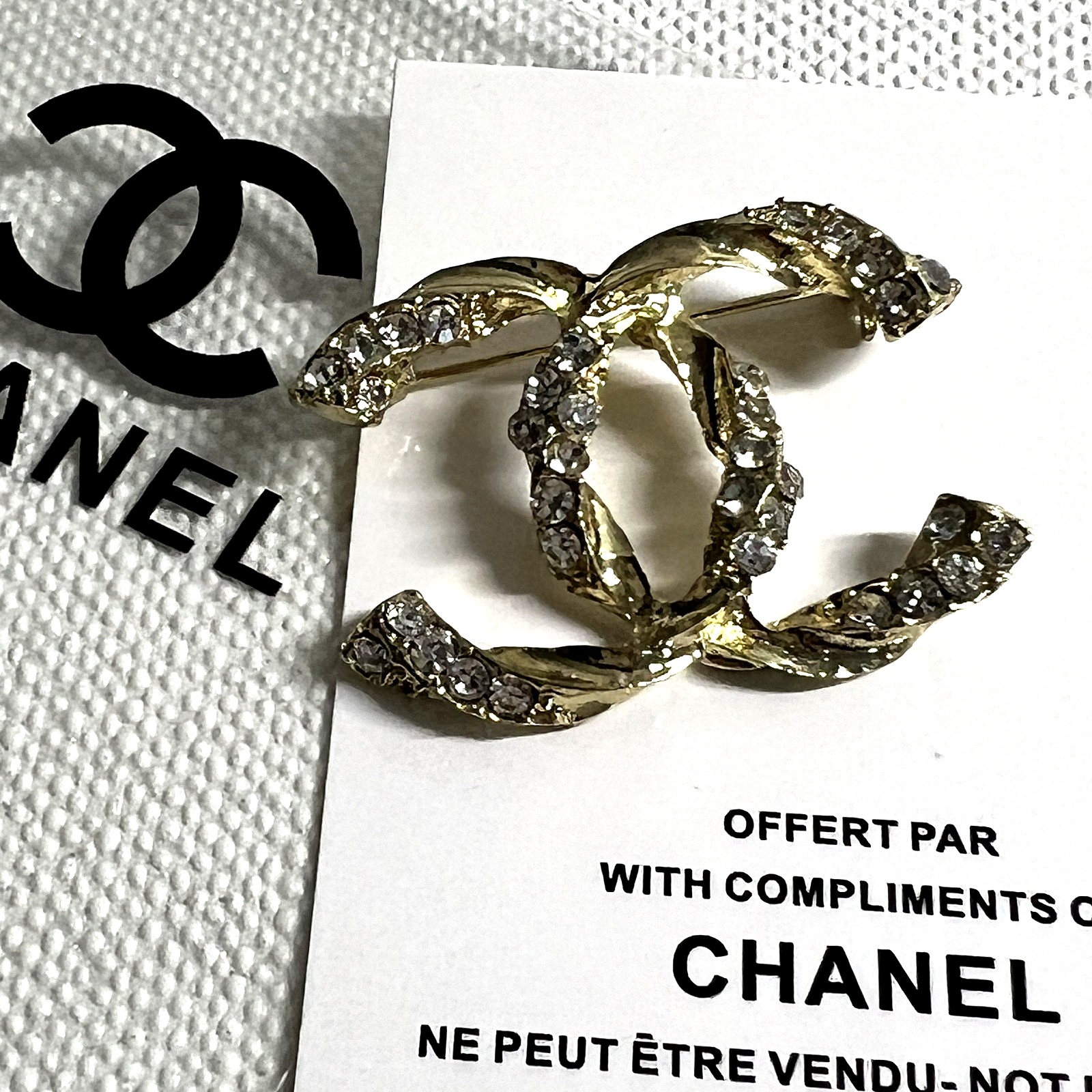 1 Chanel hair pin VIP gift compliment CC accessory gift card and gift bag brooch