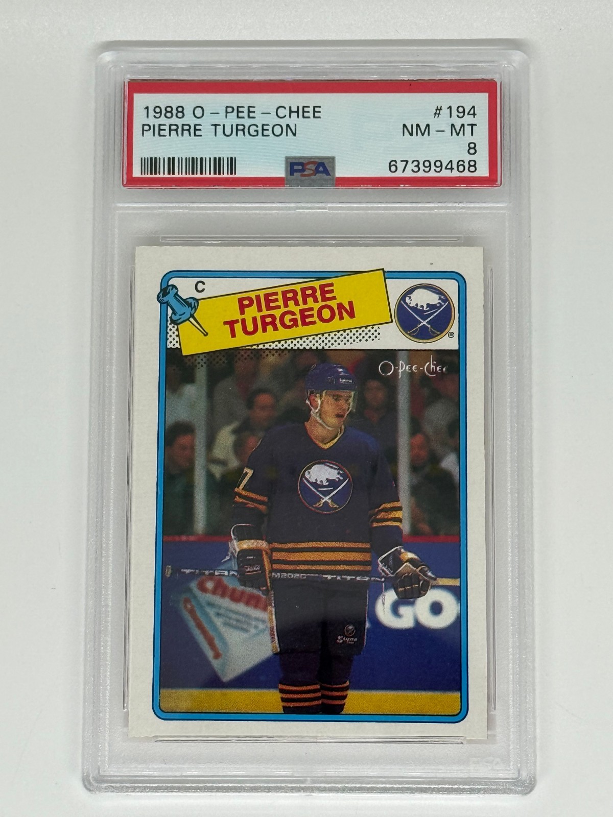 1988 O-Pee-Chee OPC #194 PIERRE TURGEON Sabres Rookie RC PSA 8 NM-MT