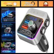 54W Bluetooth 5.3 Car Adapter, 4 Charging Ports, FM Transmitter, Deep Bass, LED