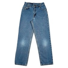 Vintage Levis Jeans 550 Relaxed Fit Youth 14 White Tab 24x27 Light Wash 90s Y2K
