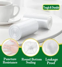 2 Gallon (1.8-2 Gal)120 pcs Small Clear Trash Bags for Office,Waste Basket Liner