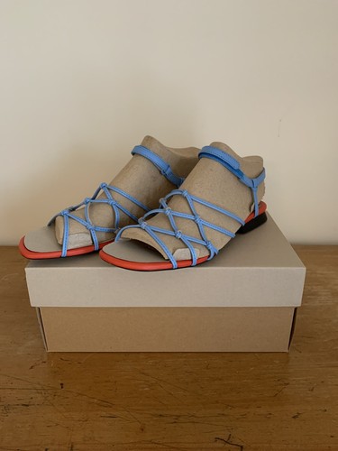 Camper Casi Myra Strappy Flat sandal Blue Coral Wedding Spring Summer Size 8 - Picture 3 of 5