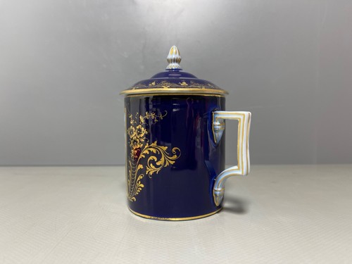 Teichert Stadt Meissen Tasse Deckeltasse Kobaltblauer Fond Watteau Gold 1.Wahl - Bild 4 von 16