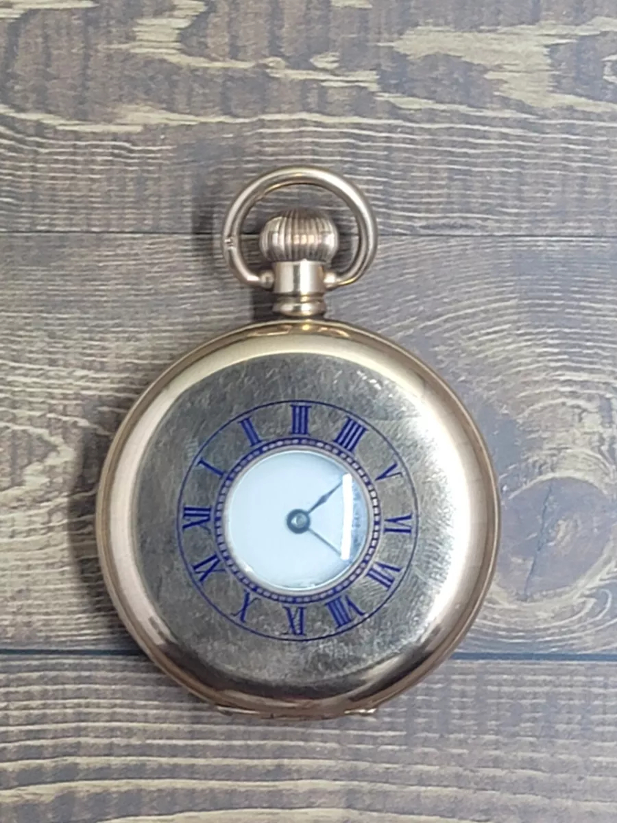 Antique 10k Gold Plated Dennison Star Half Hunter Pocket Watch