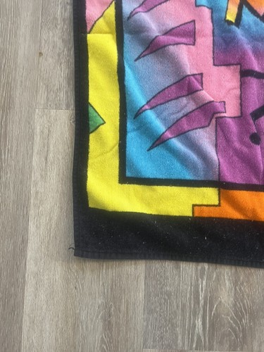 Vintage RARE 80s HILTEX Beach Towel Swimming Rapman Rap Man Fluorescent - Picture 5 of 12